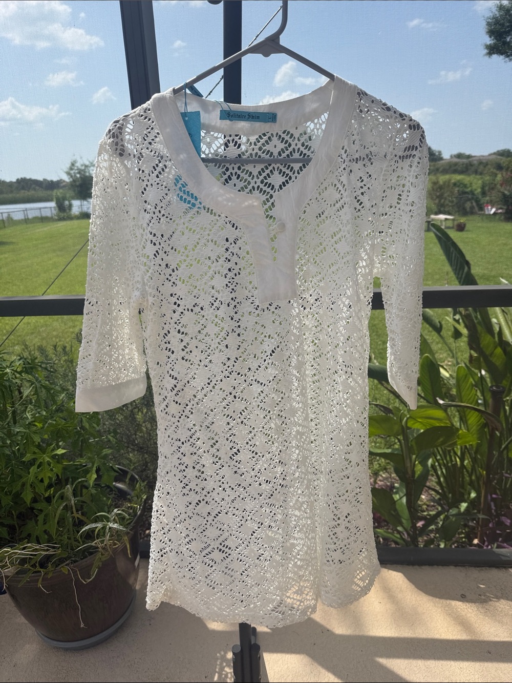 Solitaire White Swim Coverup